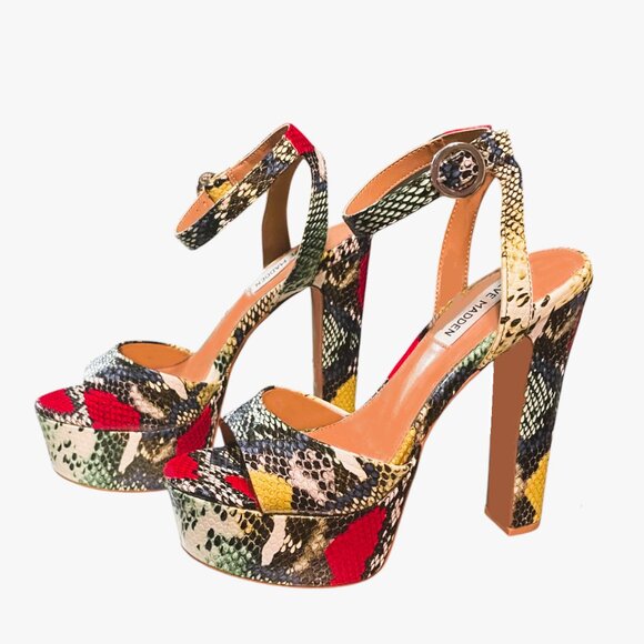 Steve Madden Snake Ankle Strap Platform Sandals - Picture 2 of 7